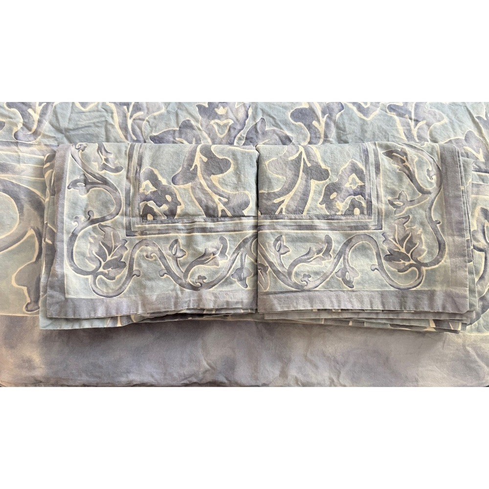 Restoration Hardware Blue Amalfi Rave Queen Size Duvet Cover Set Shams Italy